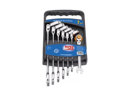 Набор комбинированных рожковых и трещоточных накидных ключей на шарнире Набор комбинированных рожковых и трещоточных накидных ключей на шарнире